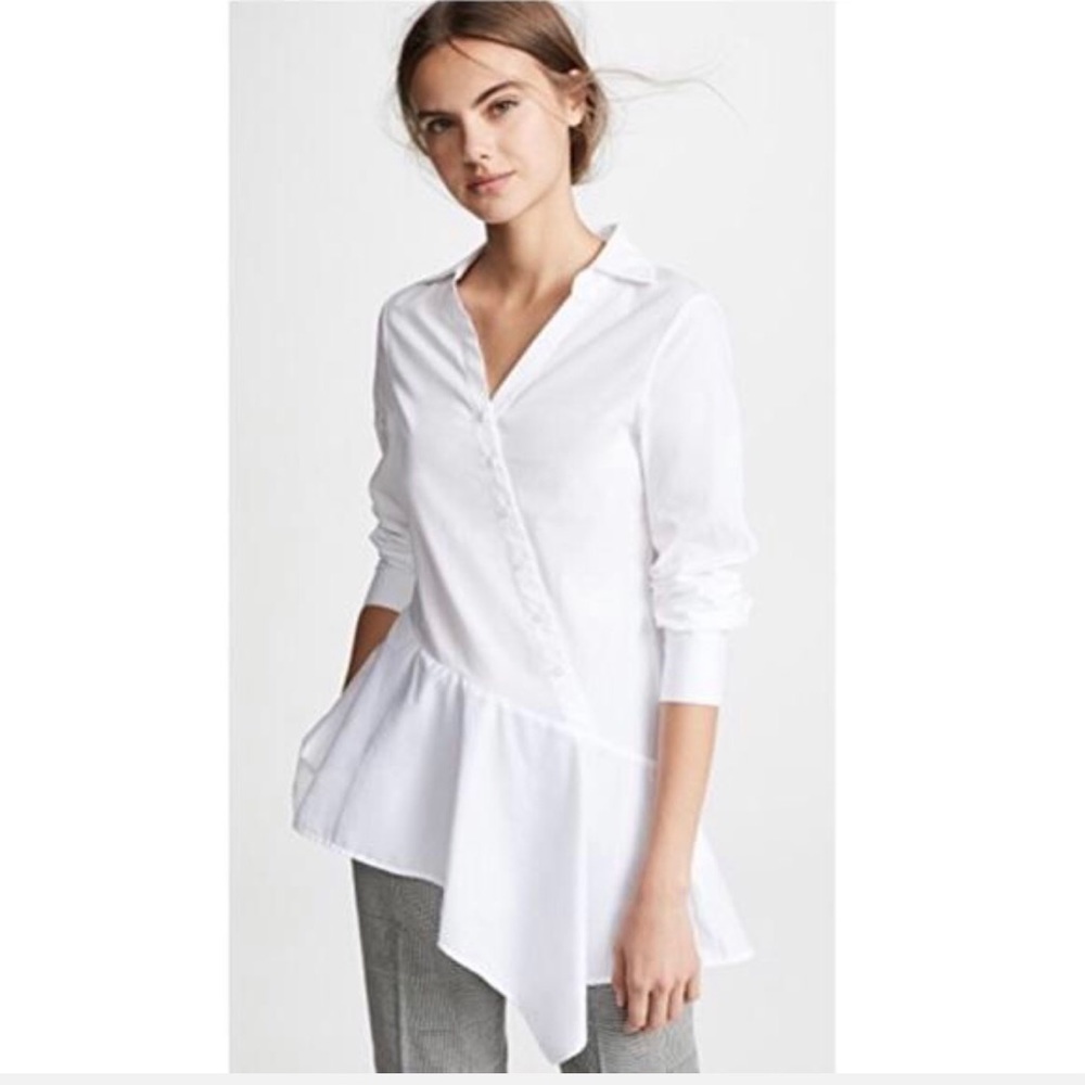 Club Monaco Asymmetrical White Button-Up Shirt